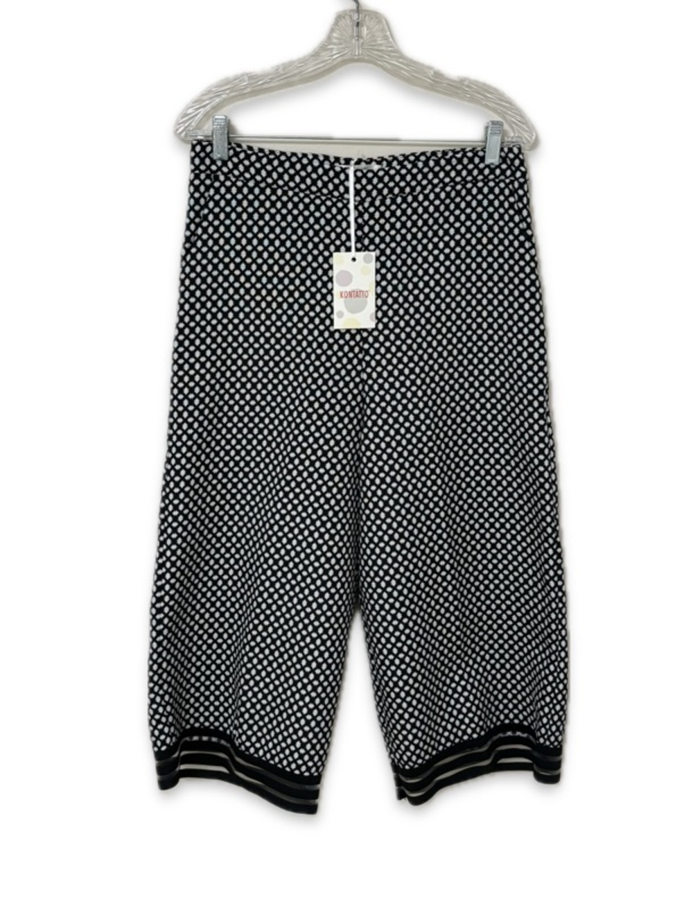 NWT Italian Kontatto Geometric Print Pants High-Rise Wide Leg Made in Italy Sz L
